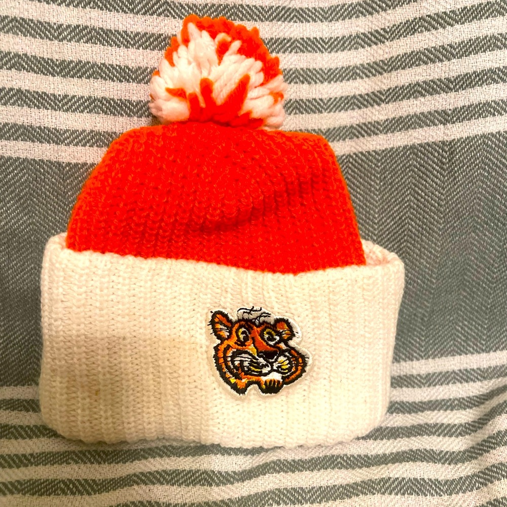 Vintage Clemson / Auburn /Detroit‎ Tiger Orange and White Beanie